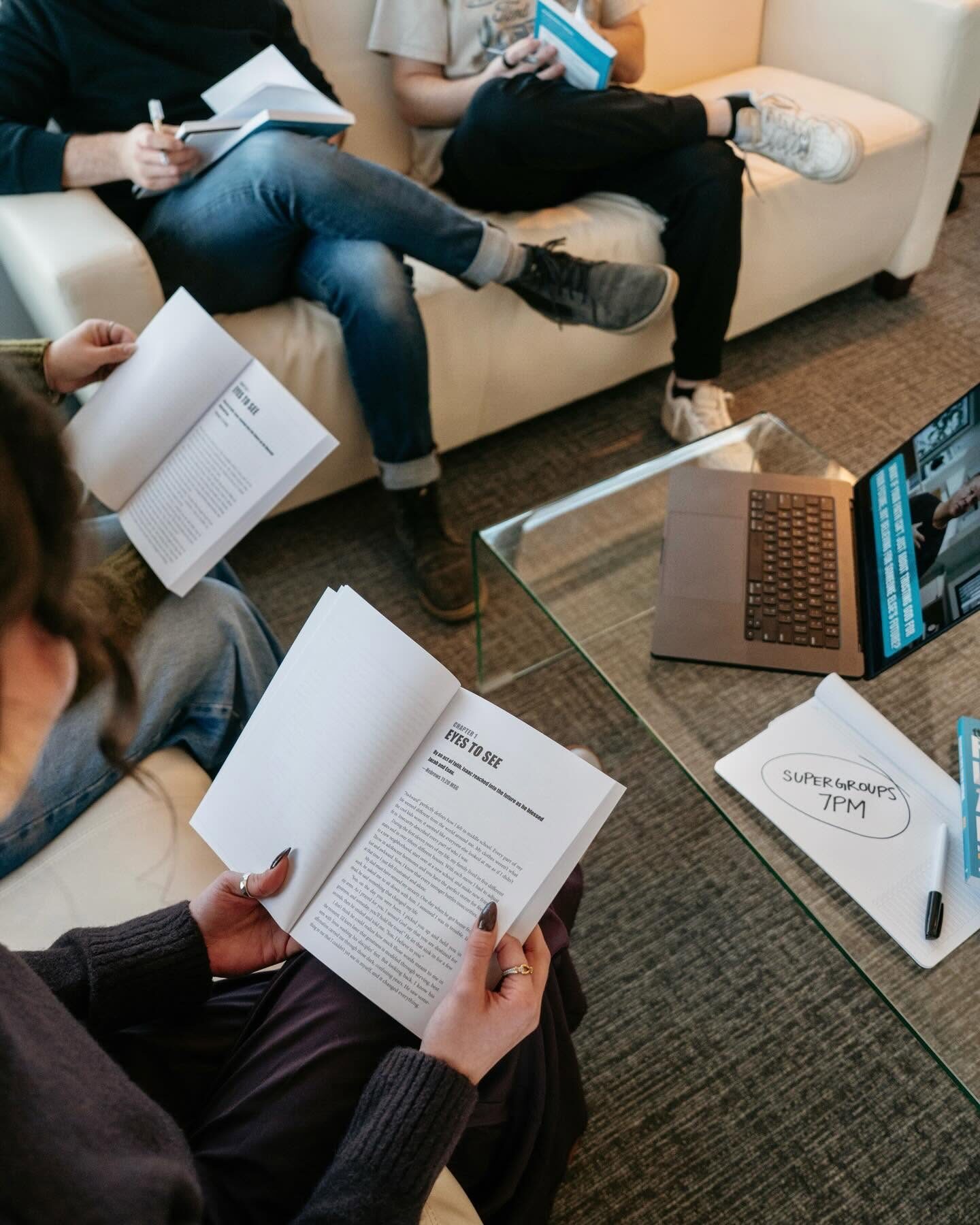 A Daily Influence formation session — Emmanuel participants reading, journaling and discussing Reaching Into Their Future together.